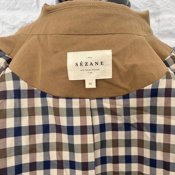 Sezane ‘Clyde’ Single Breasted Trench Coat in “Camel”, Size 36 - Picture 9 of 11